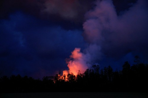 Image silhouette of trees under dark sky