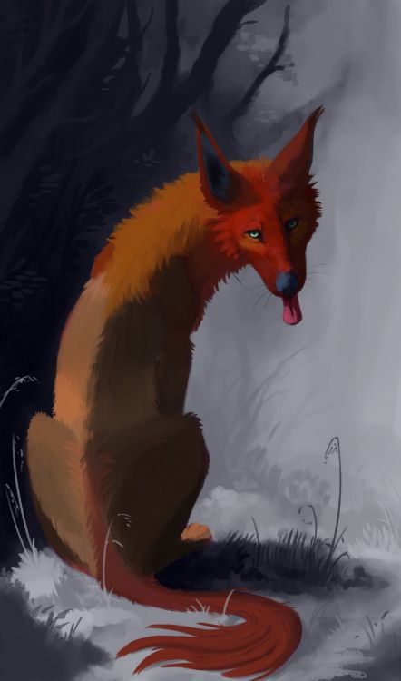 Pintura de Zorro Marrón y Negro. Wallpaper in 1654x2806 Resolution