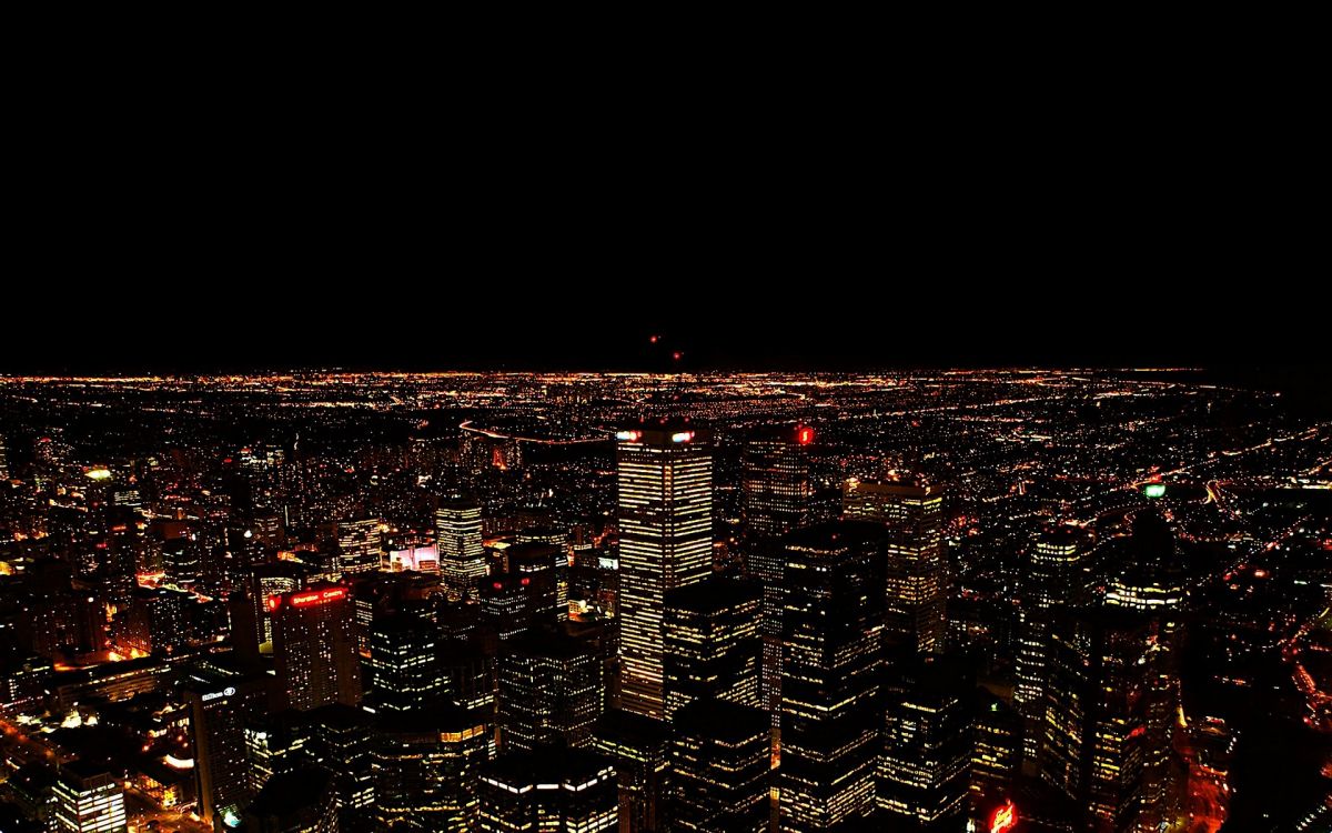 Stadt Mit Hochhäusern Während Der Nacht. Wallpaper in 1920x1200 Resolution