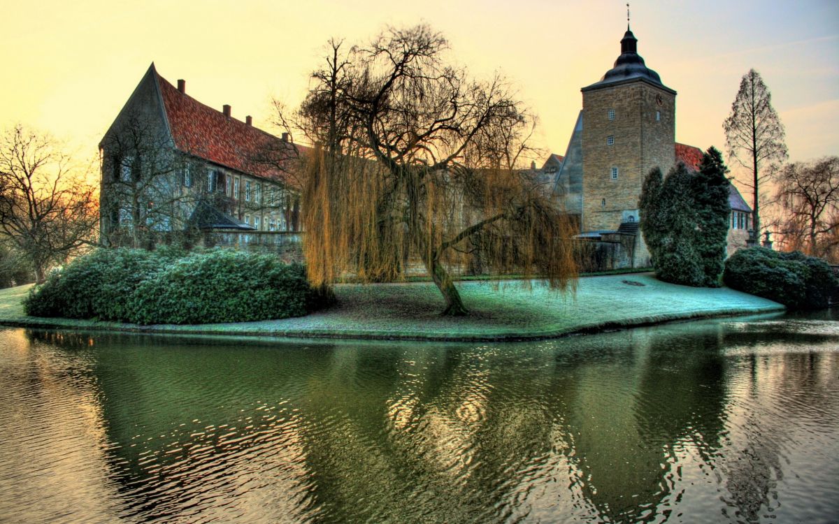 城堡, 水城堡, 反射, 旅游景点, 水道 壁纸 2880x1800 允许