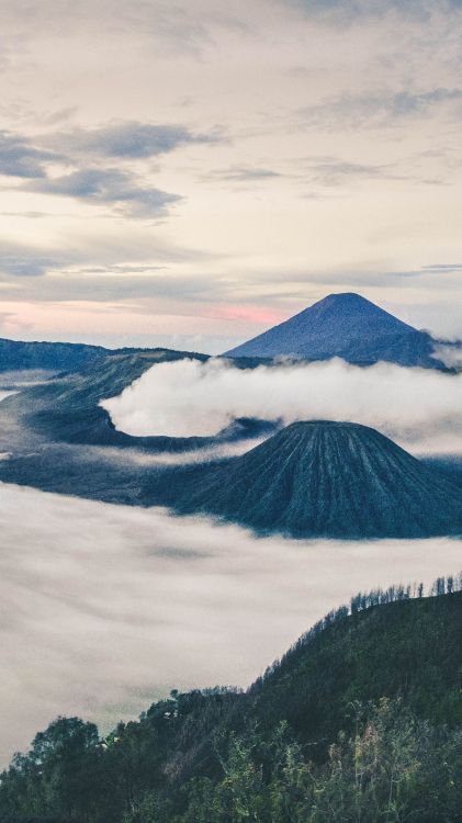 Mount Bromo, cloud, mountain, highland, cumulus