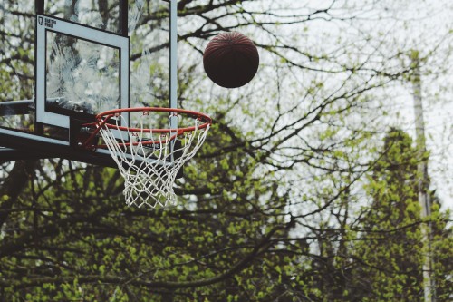 Image white and red basketball hoop