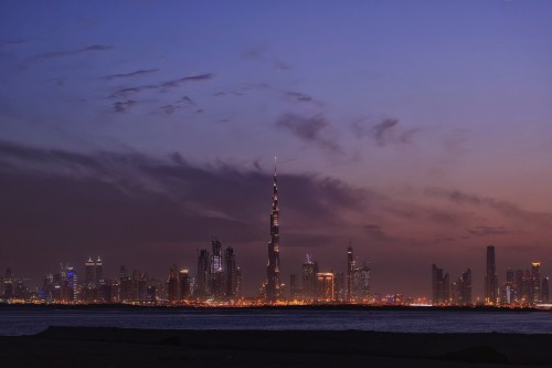 Image city skyline during night time