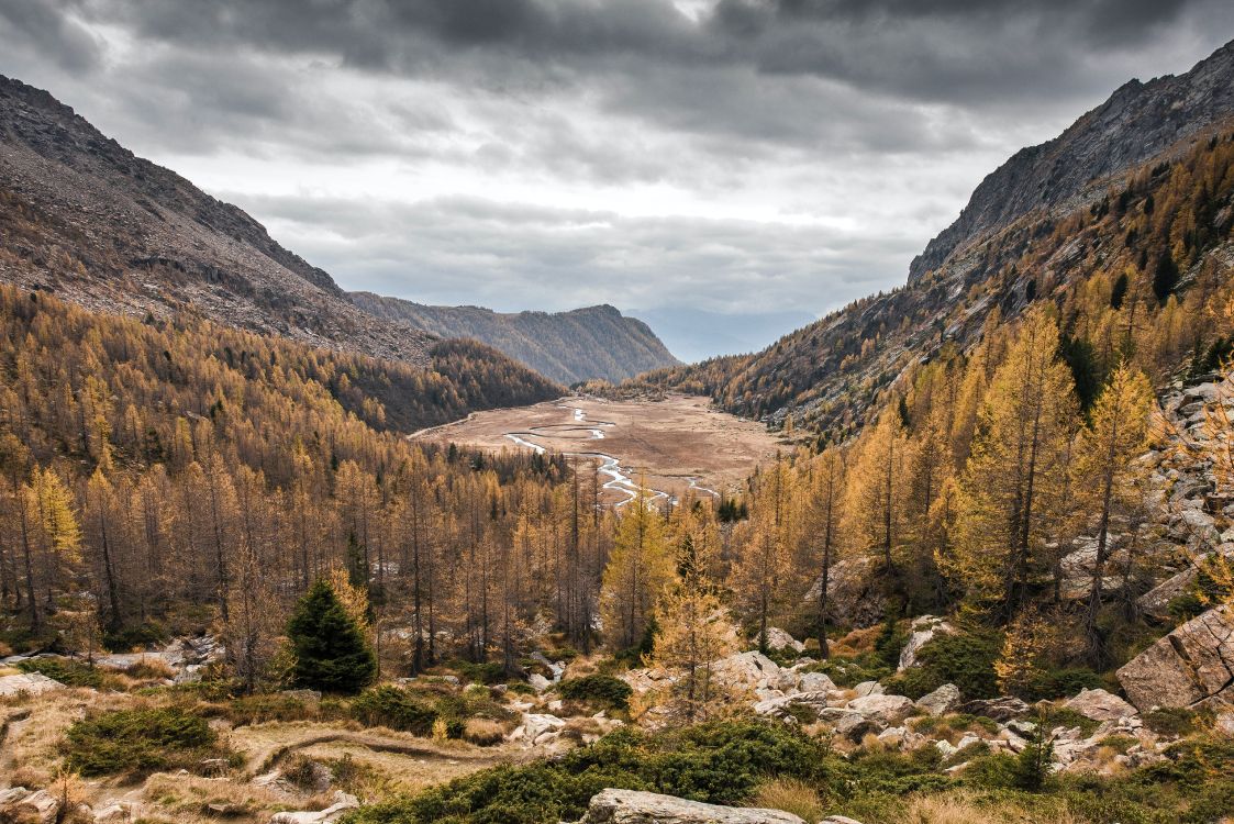 mountain, nature, valley, landscape, river