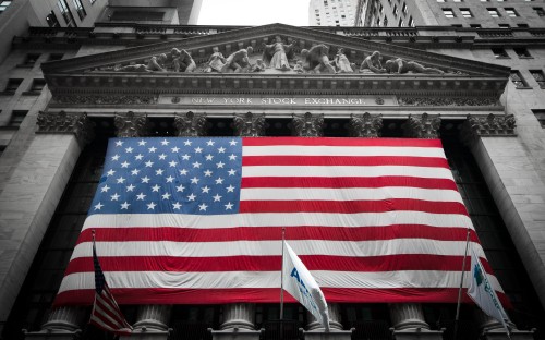 Image us a flag on top of building