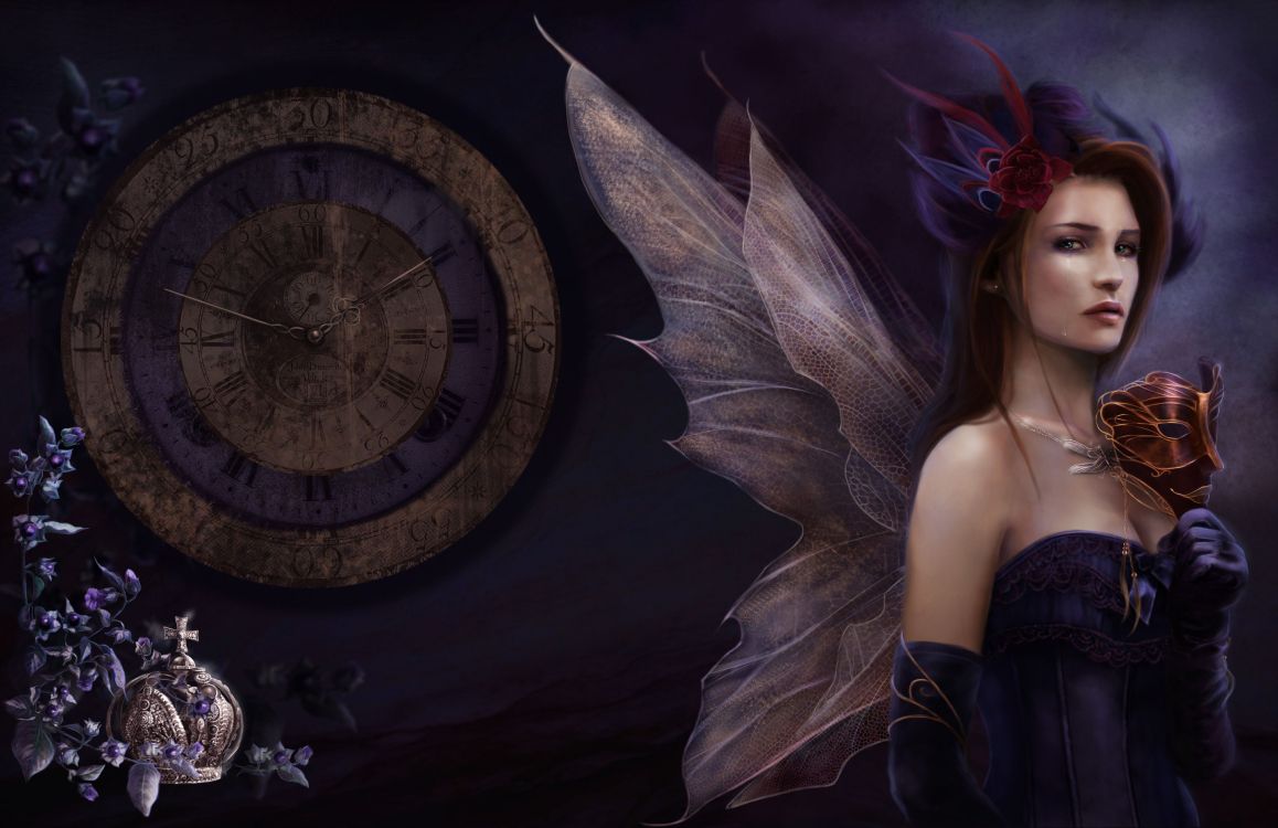 Mujer en Vestido Negro de Pie Junto al Reloj de Pared Redondo. Wallpaper in 5200x3365 Resolution