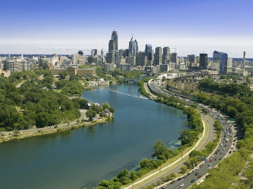 Image aerial view of city buildings during daytime