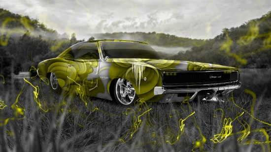 Image yellow and black chevrolet camaro on green grass field during daytime