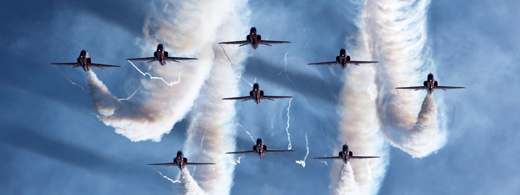 four fighter planes in mid air