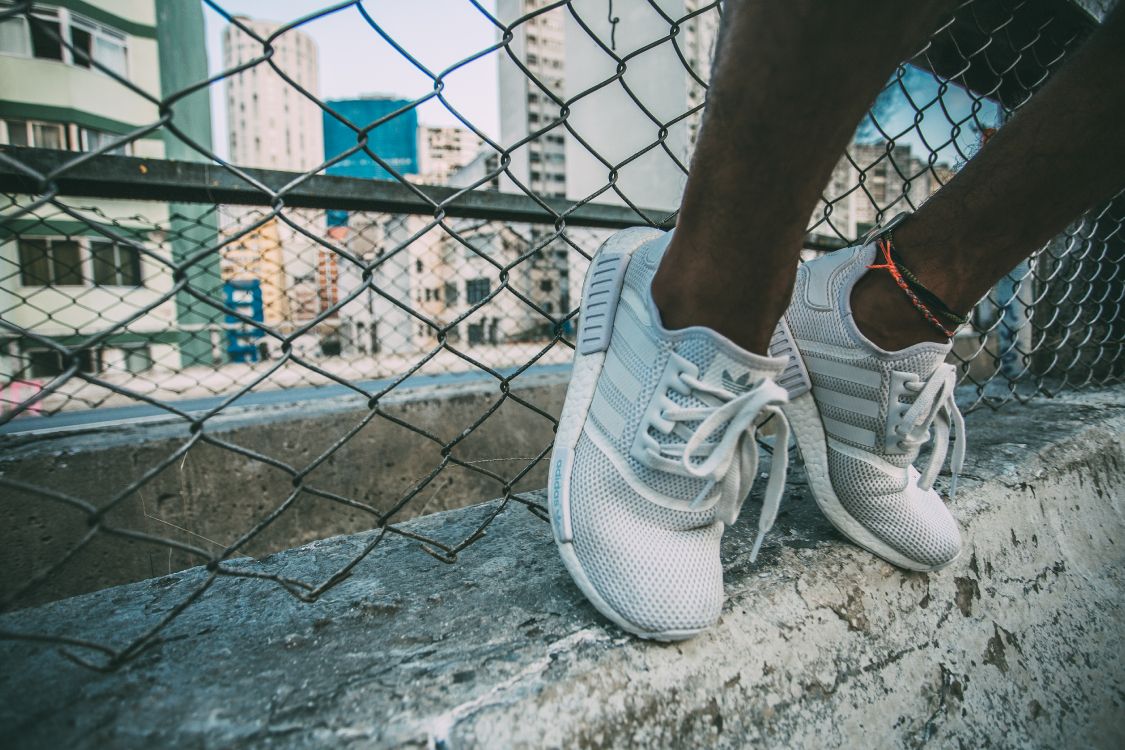 Person Wearing White Adidas Sneakers. Wallpaper in 5363x3575 Resolution