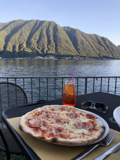 Image pizza, european cuisine, water, mountainous landforms, food