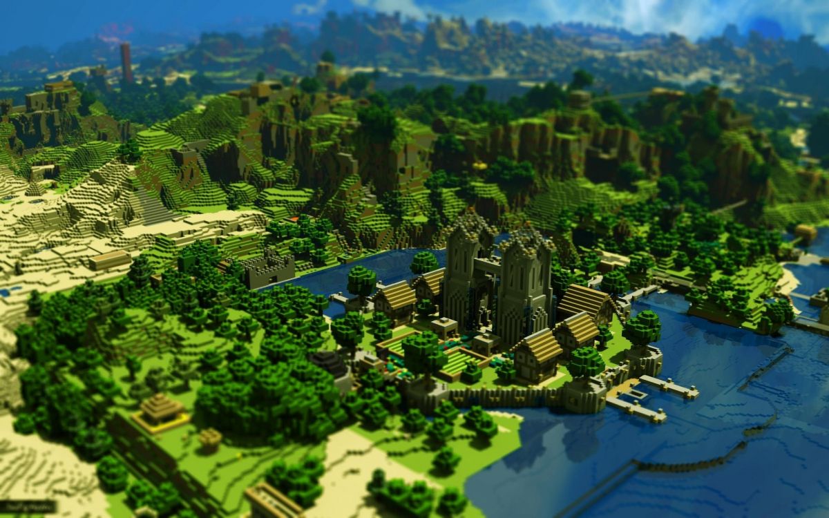 Minecraft, Bioma, la Vegetación, el Diseño Urbano, la Fotografía Aérea. Wallpaper in 1920x1200 Resolution