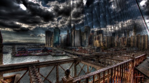 Image city skyline under cloudy sky during daytime