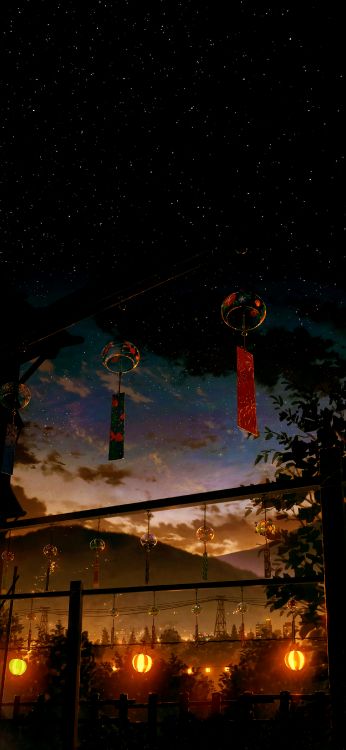 灯笼, 海报, 气氛, 和阴影的色彩, 天文学对象 壁纸 1800x3900 允许