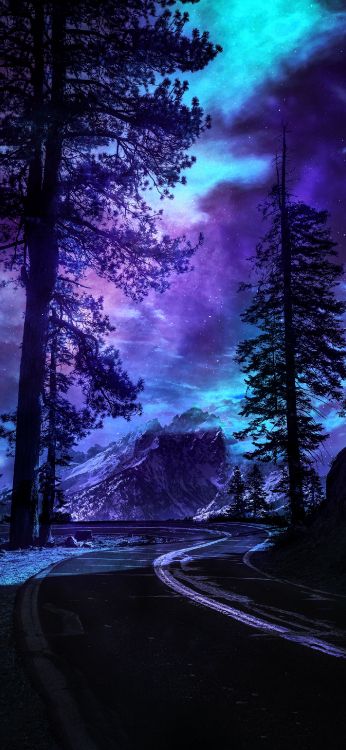 Cloud, Atmosphäre, Purpur, Natur, Naturlandschaft. Wallpaper in 1407x3045 Resolution