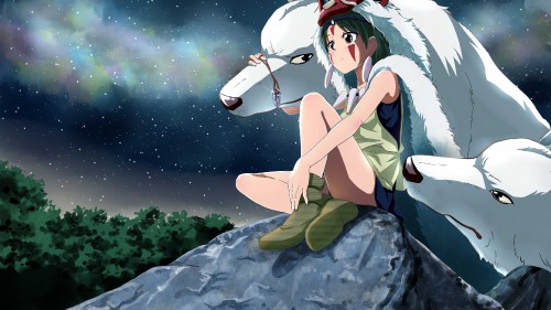 Image red haired woman in green and white dress anime character