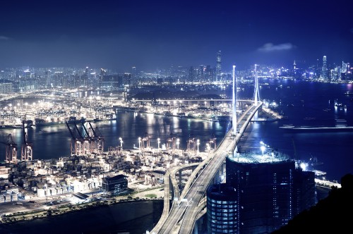 Image city skyline during night time