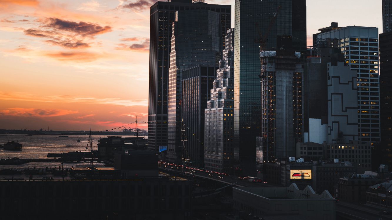 high rise building during sunset