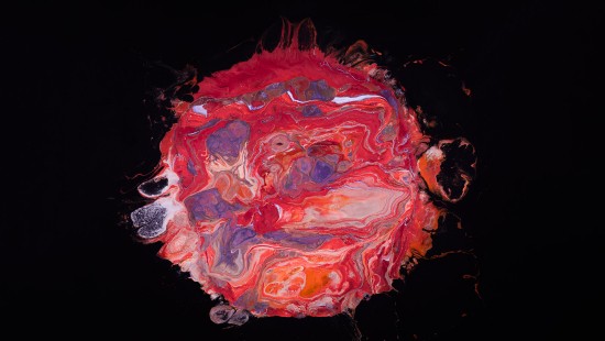 Image red and white abstract painting
