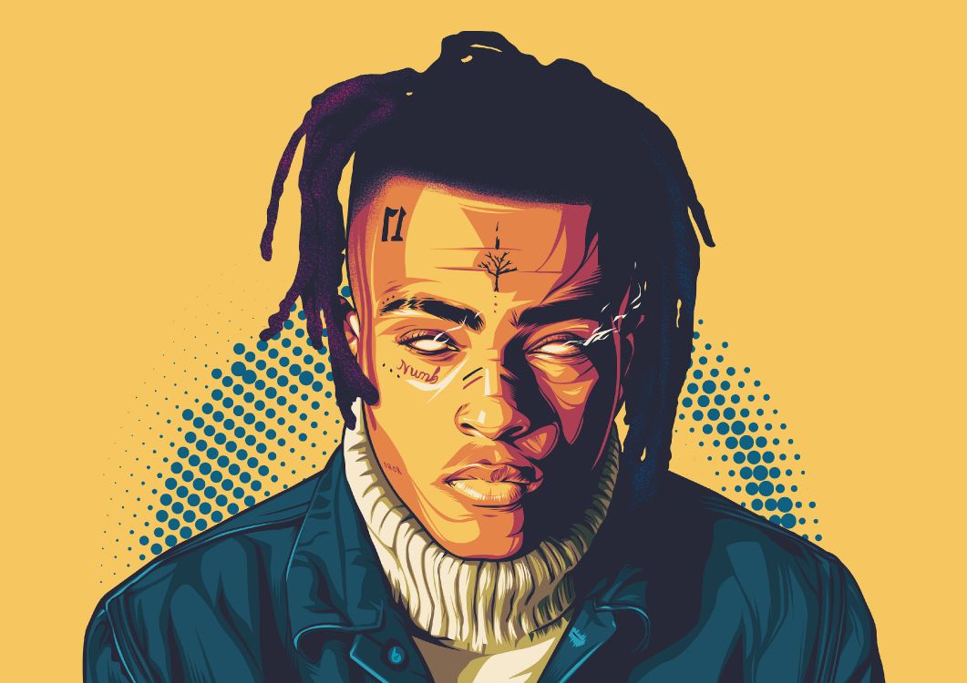 XXXTentacion, Dessin, Face, Illustration, Front. Wallpaper in 3840x2714 Resolution