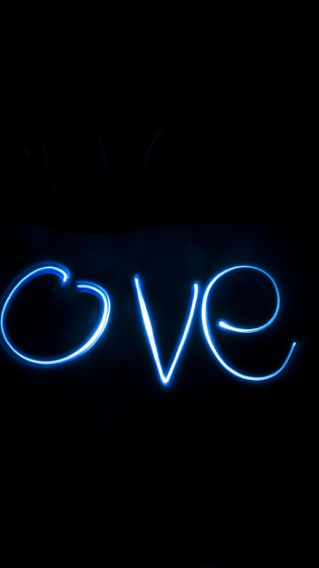 Image light, text, black, electric blue, neon