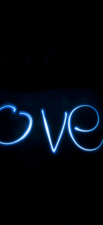 Image light, text, black, electric blue, neon