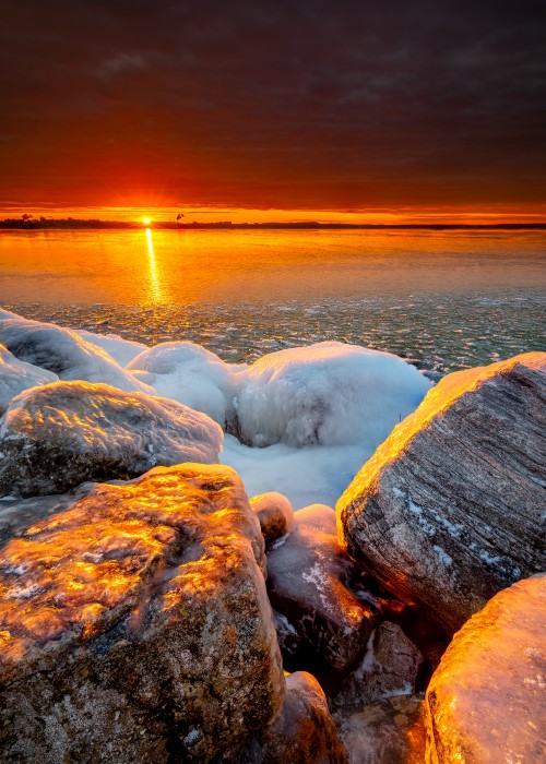 Image sunset, nature, natural landscape, horizon, rock