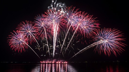 Image fireworks, night, nature, reflection, new years day