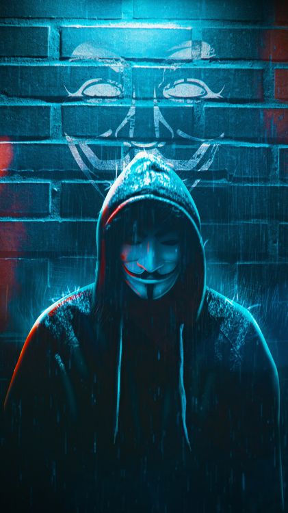 匿名的, V for Vendetta, 黑客, 砖, 砌砖 壁纸 1080x1920 允许