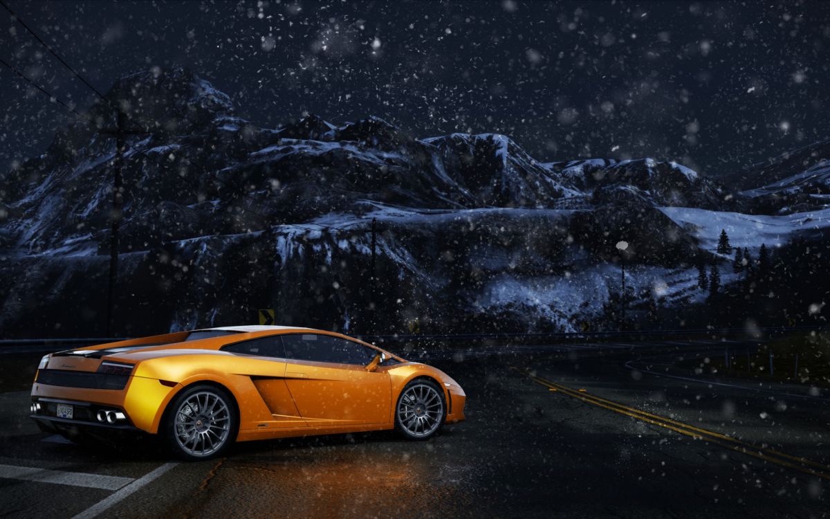 Ferrari 458 Italia Jaune Sur Sol Couvert de Neige. Wallpaper in 2560x1600 Resolution