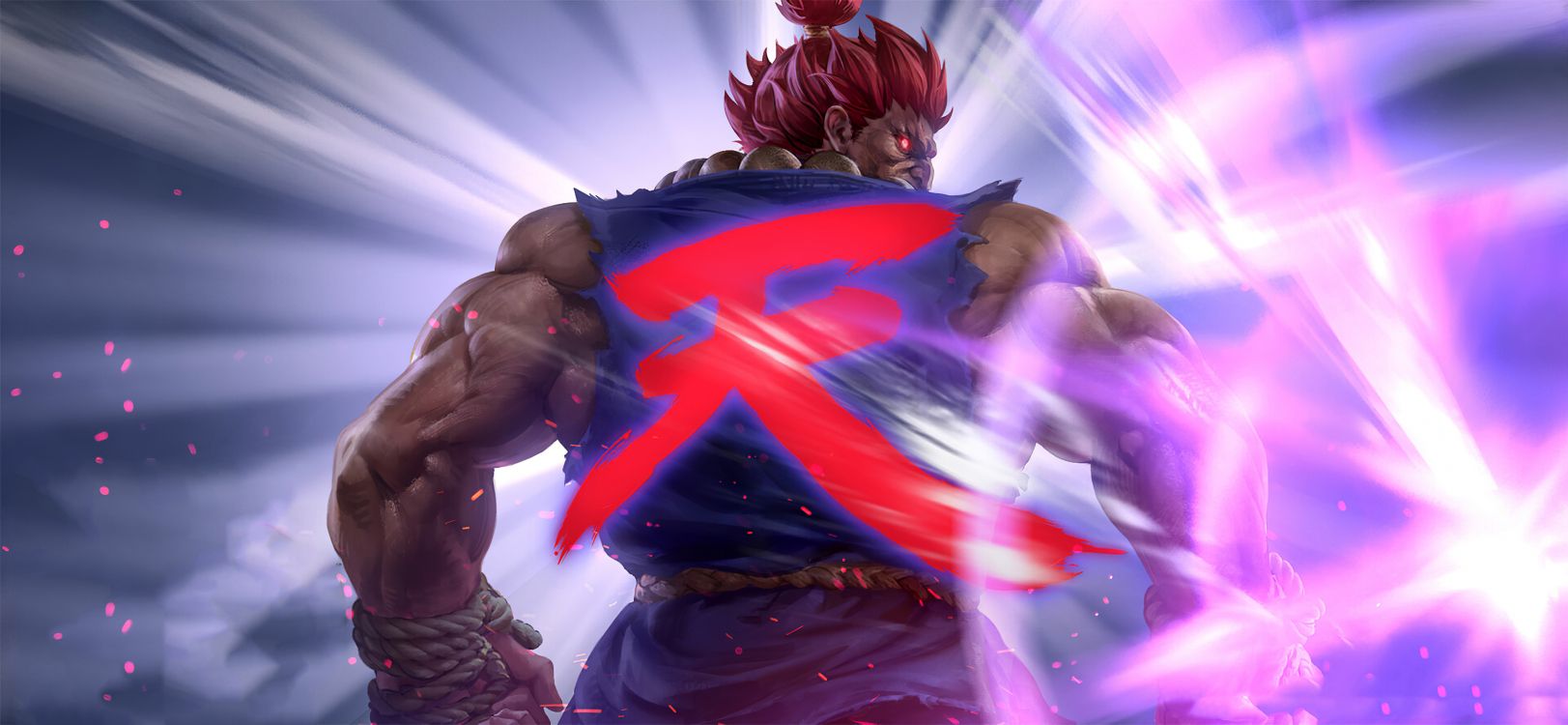 Street Fighter v, Akuma, TEPPEN, Purpur, Geste. Wallpaper in 3840x1774 Resolution