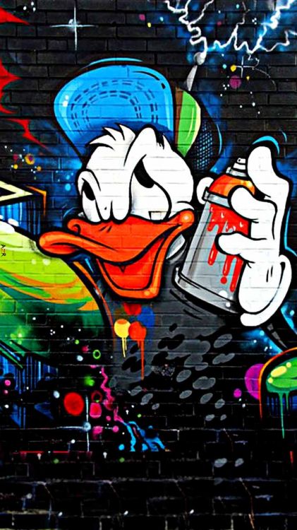 Donald Ente Graffiti, Donald Duck, Graffiti, Streetart, Kunst. Wallpaper in 720x1280 Resolution