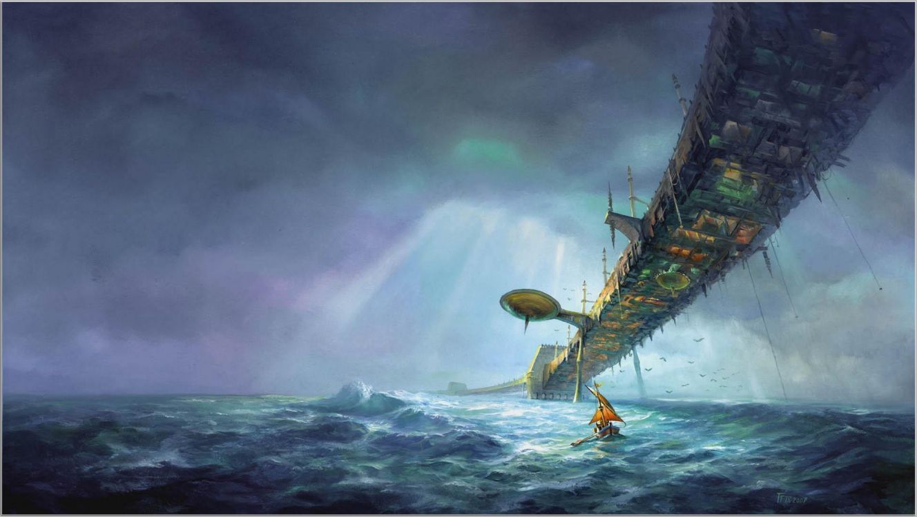 Voilier Brun Sur la Peinture de la Mer. Wallpaper in 1929x1089 Resolution