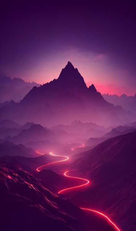 Apples, Atmosphere, Mountain, Natural Landscape, Purple. Wallpaper in 2000x3400 Resolution