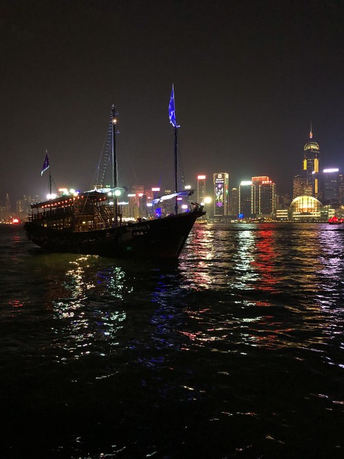 Image Hong Kong, water, night, city, metropolis