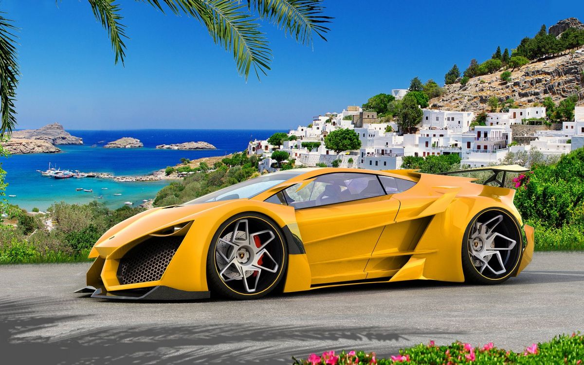 yellow ferrari 458 italia on beach during daytime