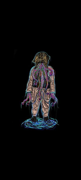 Astronaute, Amoled, Art, L'art Numérique, Les Poils du Visage. Wallpaper in 1080x2400 Resolution