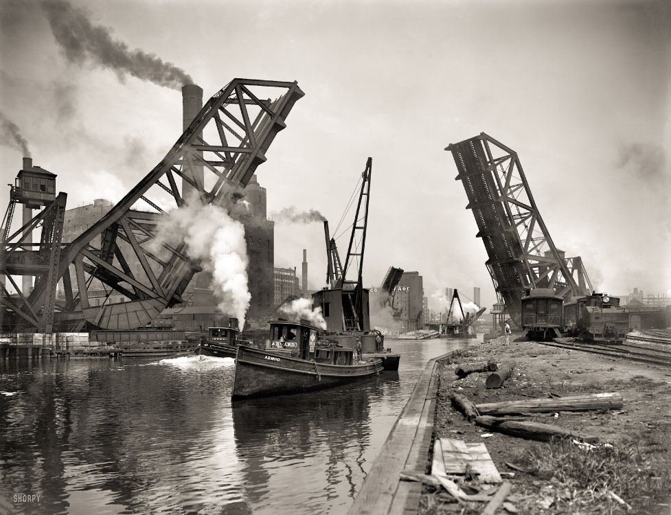 chicago, industry, metal, boat, crane